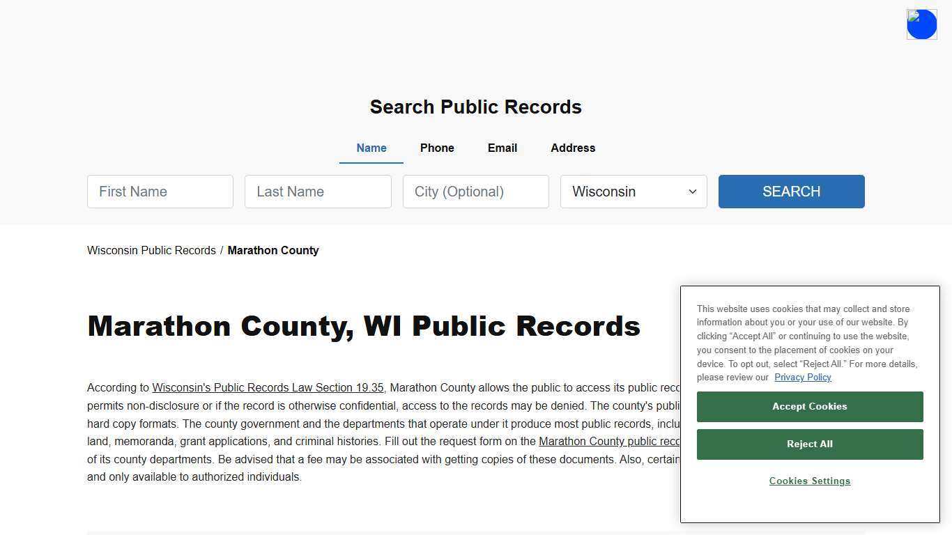 Marathon County, WI Public Court, Arrest and Inmate Records - ThePublicIndex